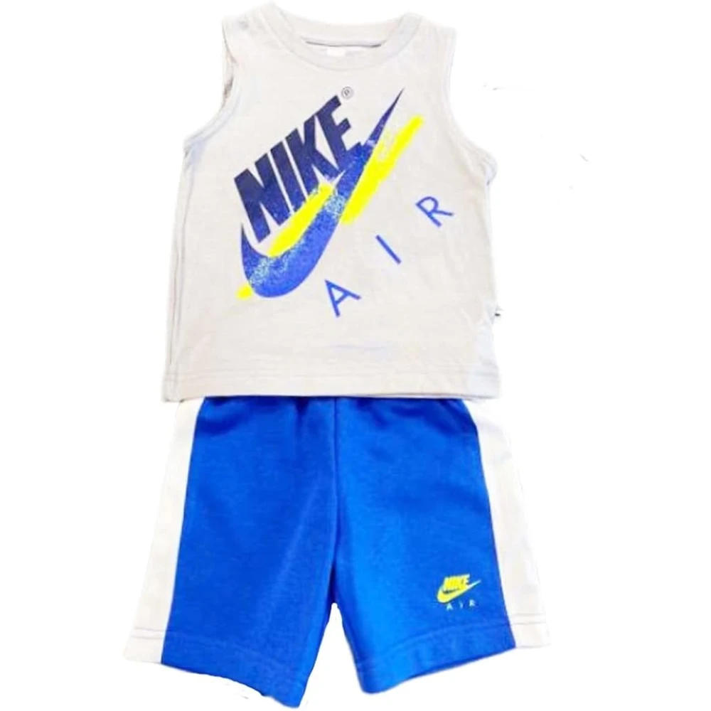 Nike Barn Muscle Tank Shorts Set Grå Blå Multicolor, Pojke