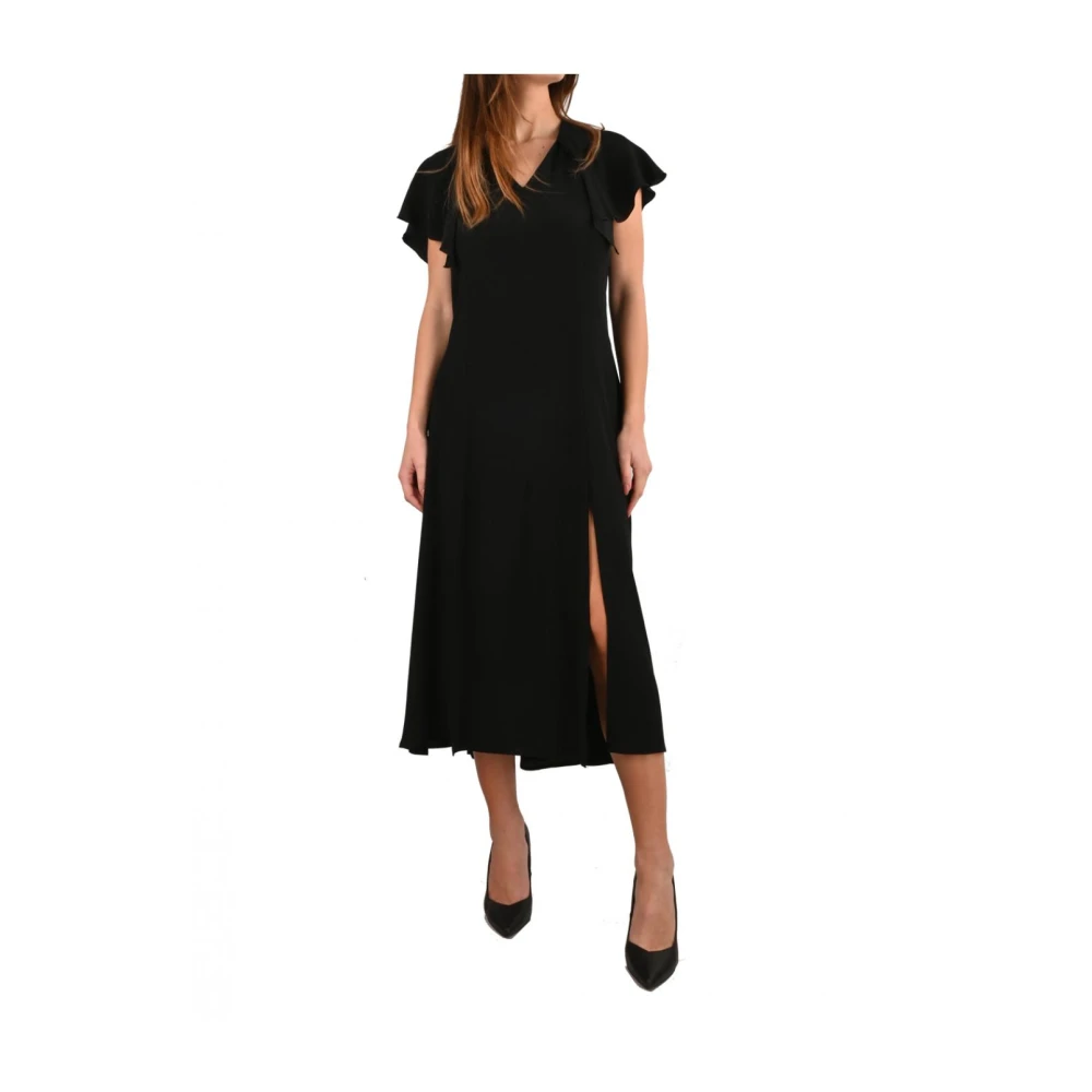 Simona Corsellini Polyester jurk met gouden kettingdetails Black Dames