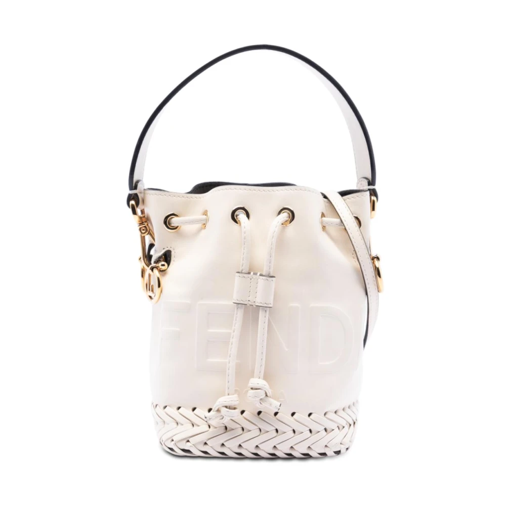 Fendi Vintage Women's White Pre-Owned Leather Bucket Bag