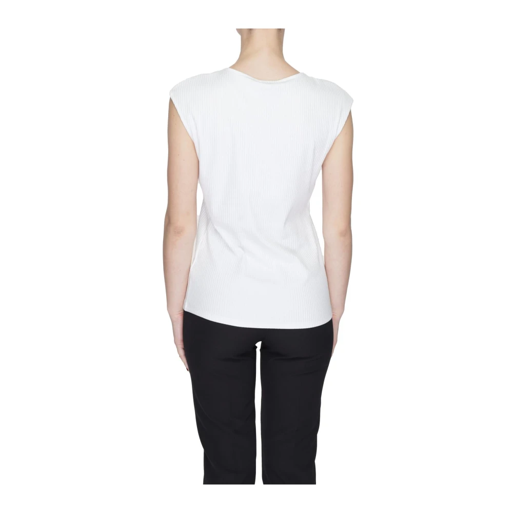 Street One Witte Geribbelde Gebreide V-hals Top White Dames