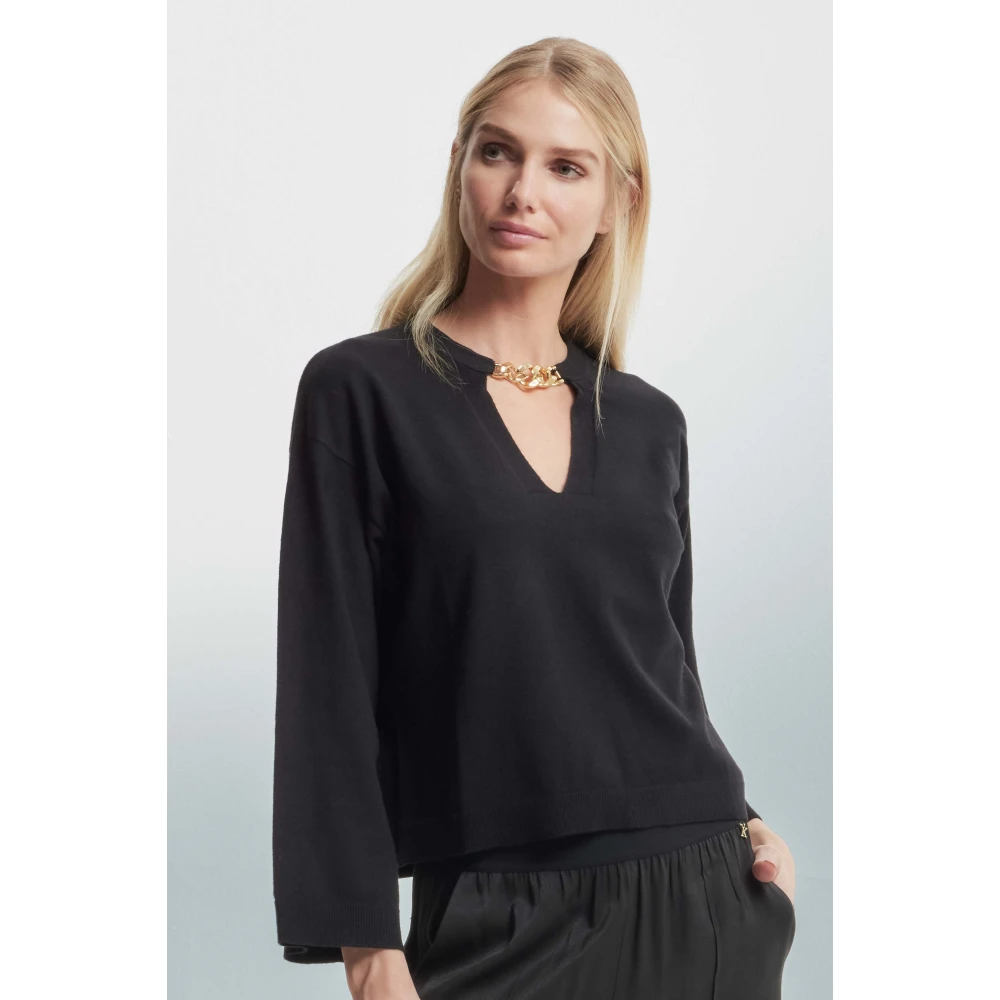 Kocca V-hals trui met ketting Black Dames