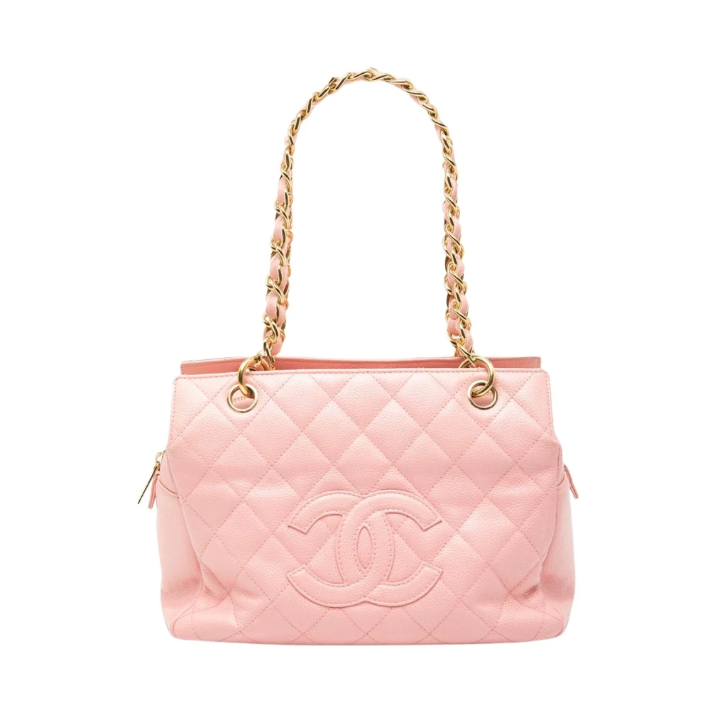 Chanel Vintage Women's Pink Pre-Owned Quilted Leather Tote Bag