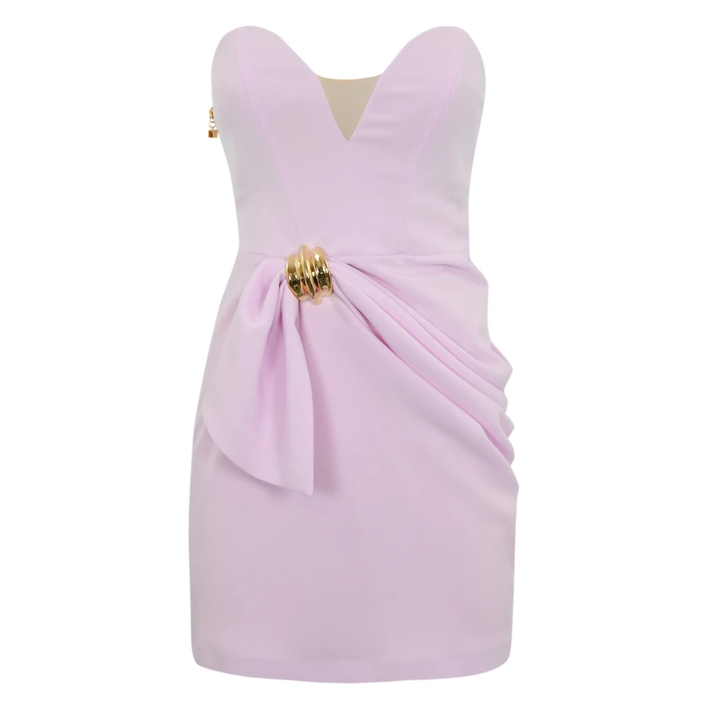 Elisabetta Franchi Korte krepe jurk met hart halslijn Purple Dames