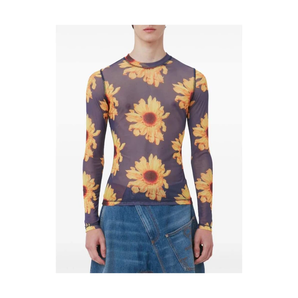 JW Anderson Navy Blue Bloemenprint Sweater Multicolor Heren