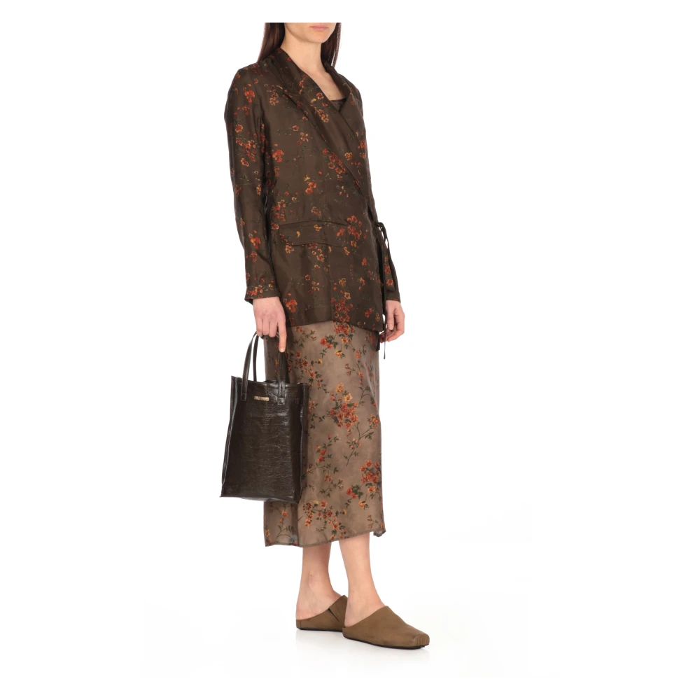 UMA Wang Bruine Bloemenprint Jas voor Vrouwen Brown Dames
