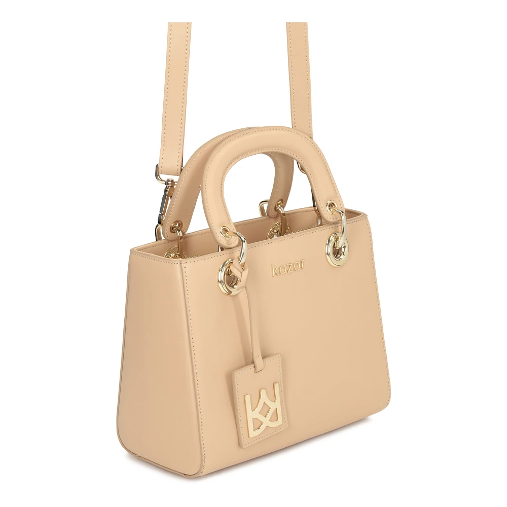 Kazar Beige leren tas met stijve constructie Beige Dames