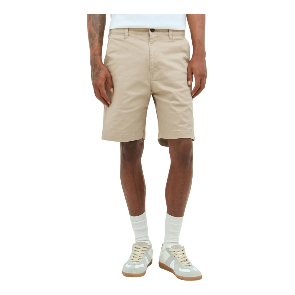 A Bathing APE Logo Patch Chino Shorts Katoen Twill Beige Heren
