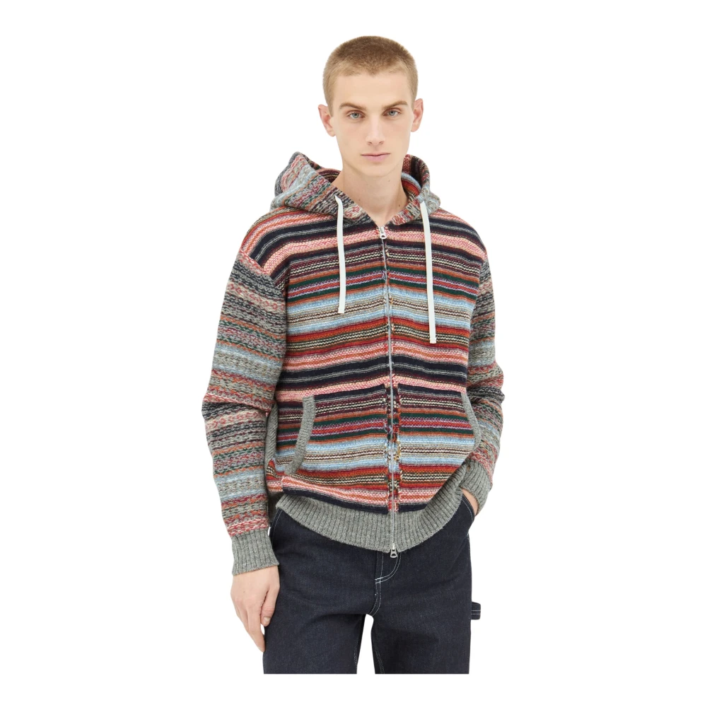 Junya Watanabe Multikleur Wol Jacquard Hoodie met Capuchon Multicolor Heren