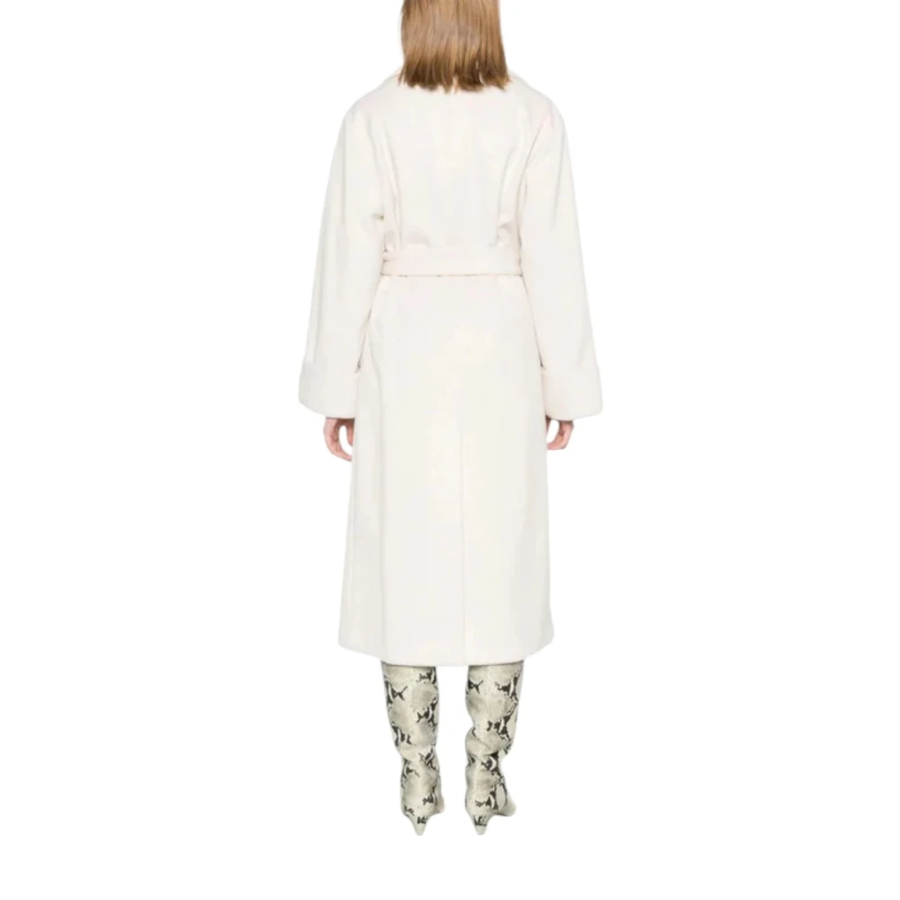 Liu Jo Gestreepte wollen jas White Dames