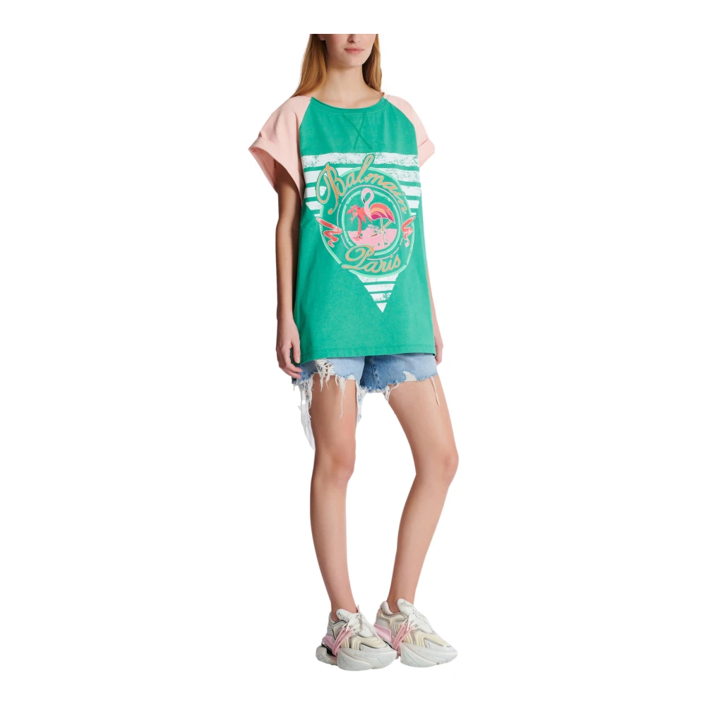 Balmain Flamingo T-shirt Multicolor Dames
