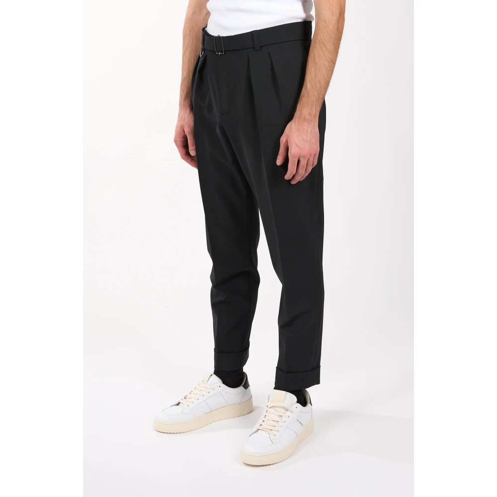 Paolo Pecora Wollen blend plooi broek Black Heren