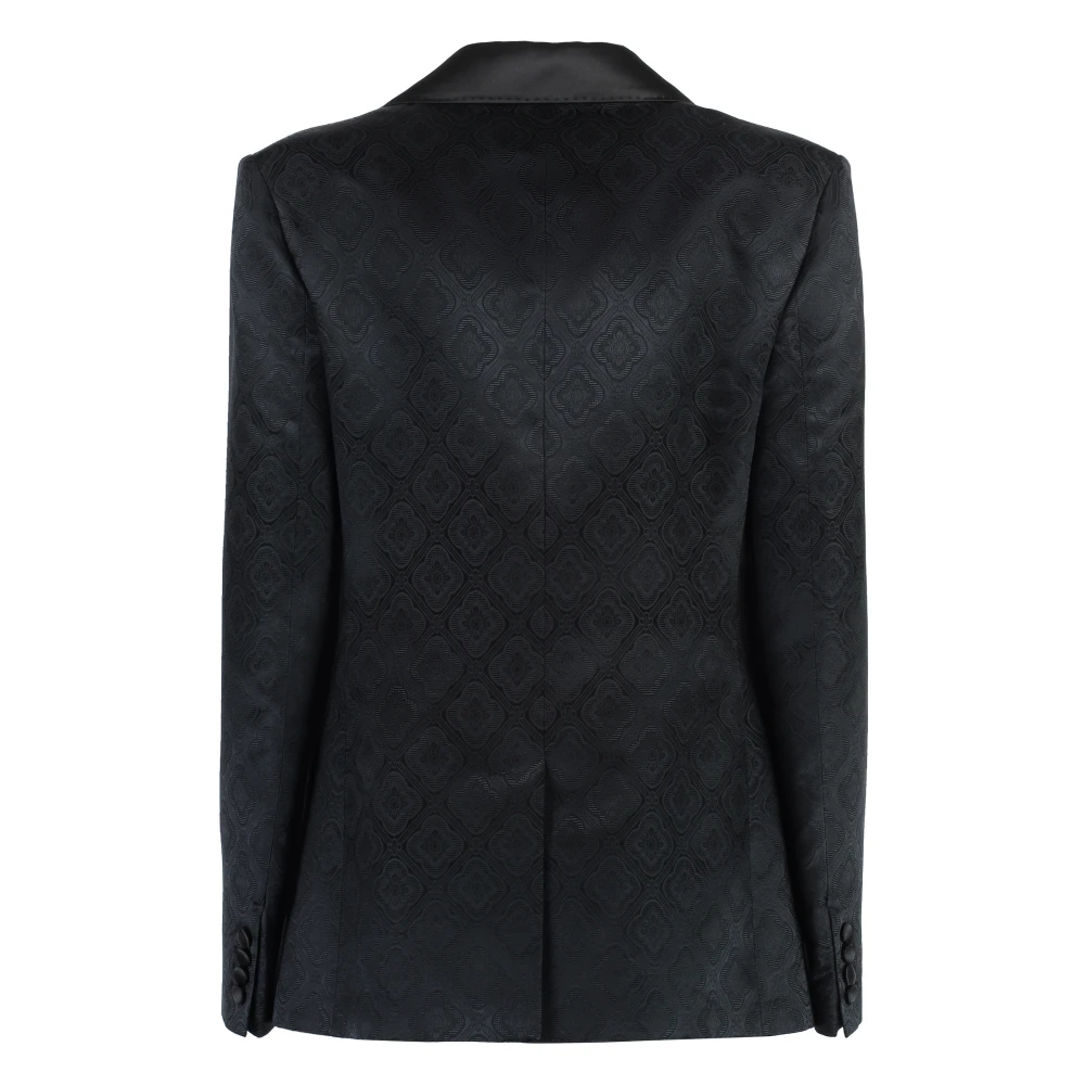 ETRO Jacquard Dubbelbreasted Jas Black Dames
