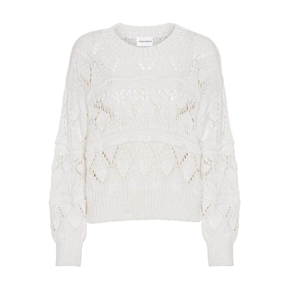 American Dreams Witte Katoenen Trui met Origineel Patroon White Dames