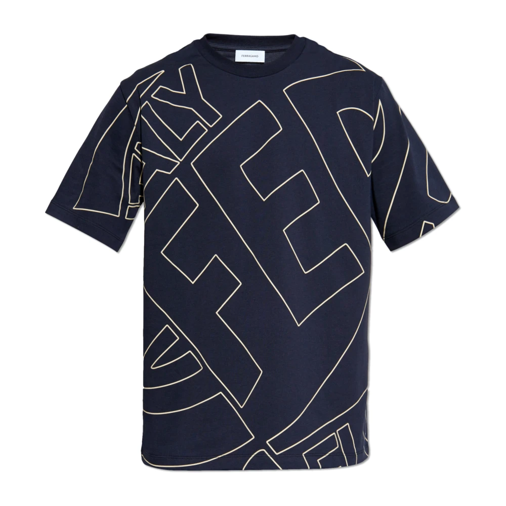 Salvatore Ferragamo T-shirt met logo Blue Heren