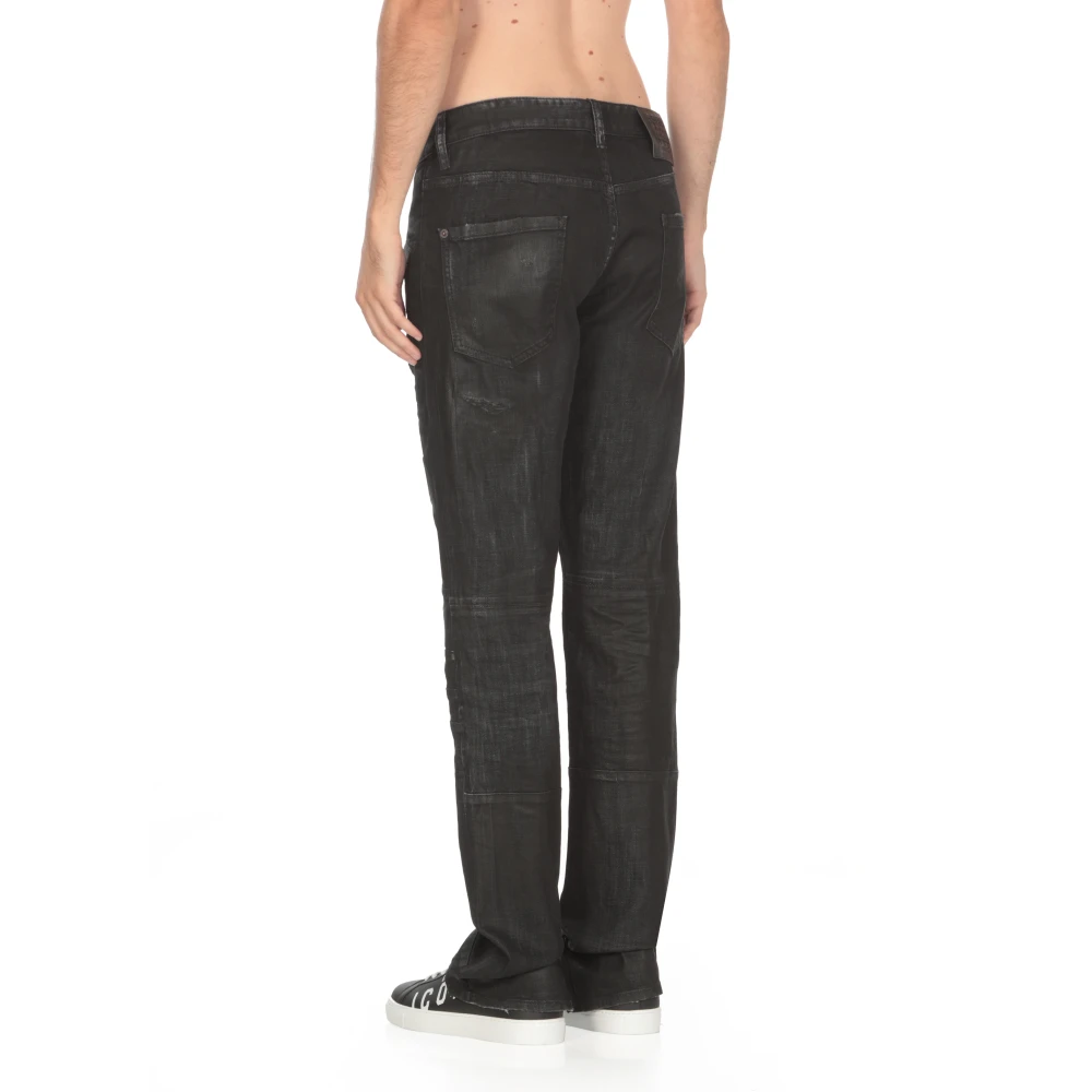 Dsquared2 Zwarte Katoenen Jeans met Gescheurde Details Black Heren