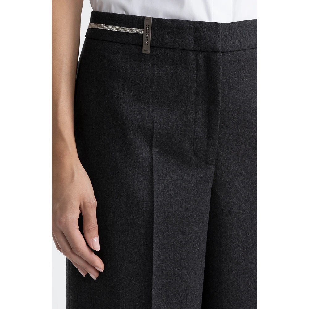 PESERICO Stretch wol palazzo broek Black Dames