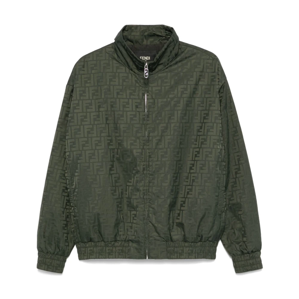 Fendi Bosgroene ritsjas met opstaande kraag Green Heren