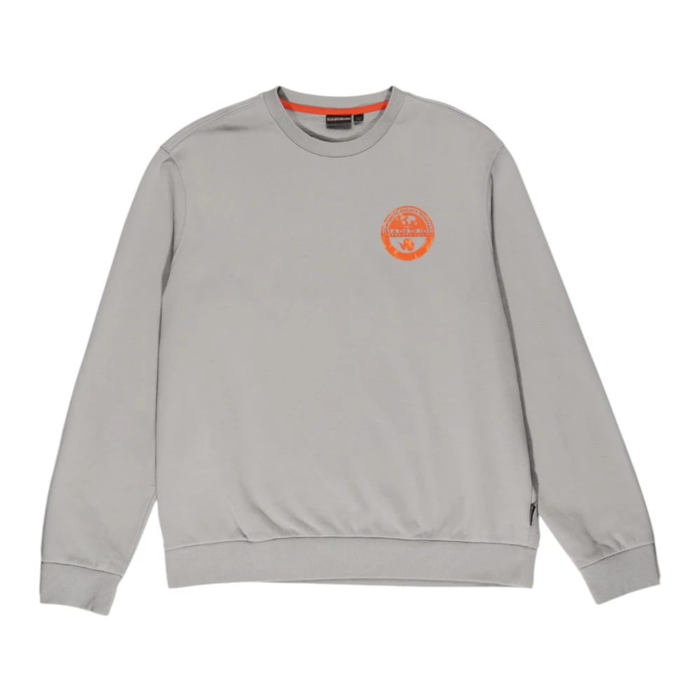 Napapijri Grijze Sweatshirt Lange Mouwen Ronde Hals Gray Heren