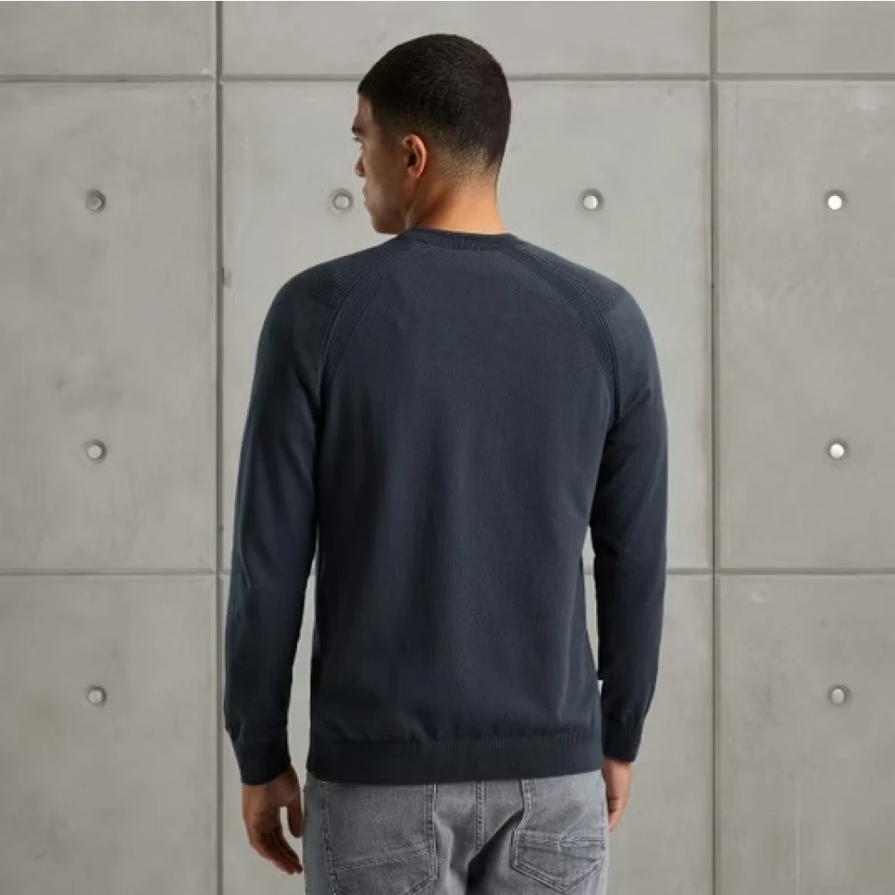 Cast Iron Essentiële Katoen Stretch Crewneck Sweater Blue Heren