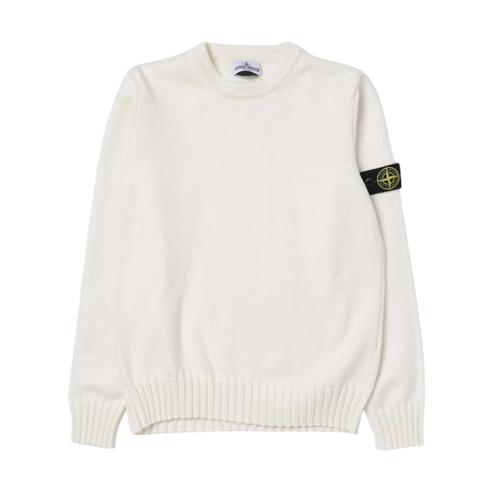 Stone Island Boys White Crew Neck Jumper For Kids Size 10 Y