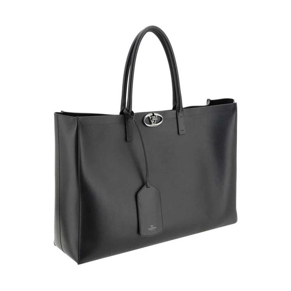 Valentino Garavani Leren schoudertas met draaisluiting Black Heren