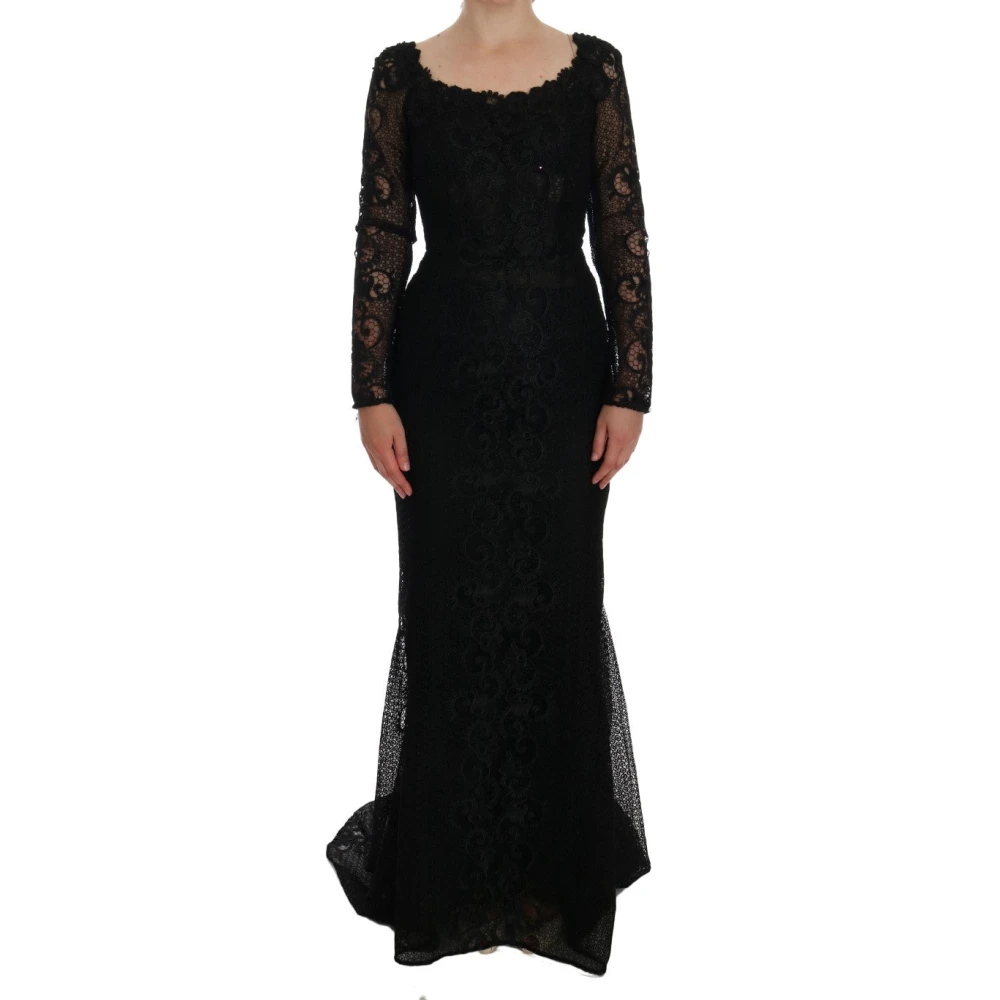 Dolce & Gabbana Women's Black Gowns, Xs, Floral Sheath Maxi Dress