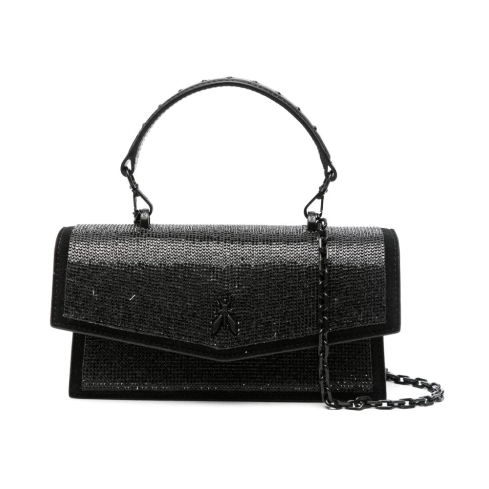PATRIZIA PEPE Zwarte Leren Rhinestone Tas Black Dames