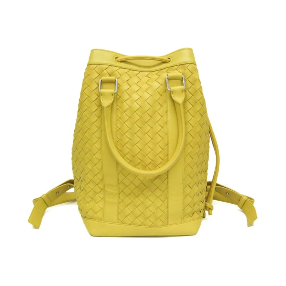 Gebrauchter Intrecciato-Leder-Rucksack Gelb - Bottega Veneta Vintage - Modalova