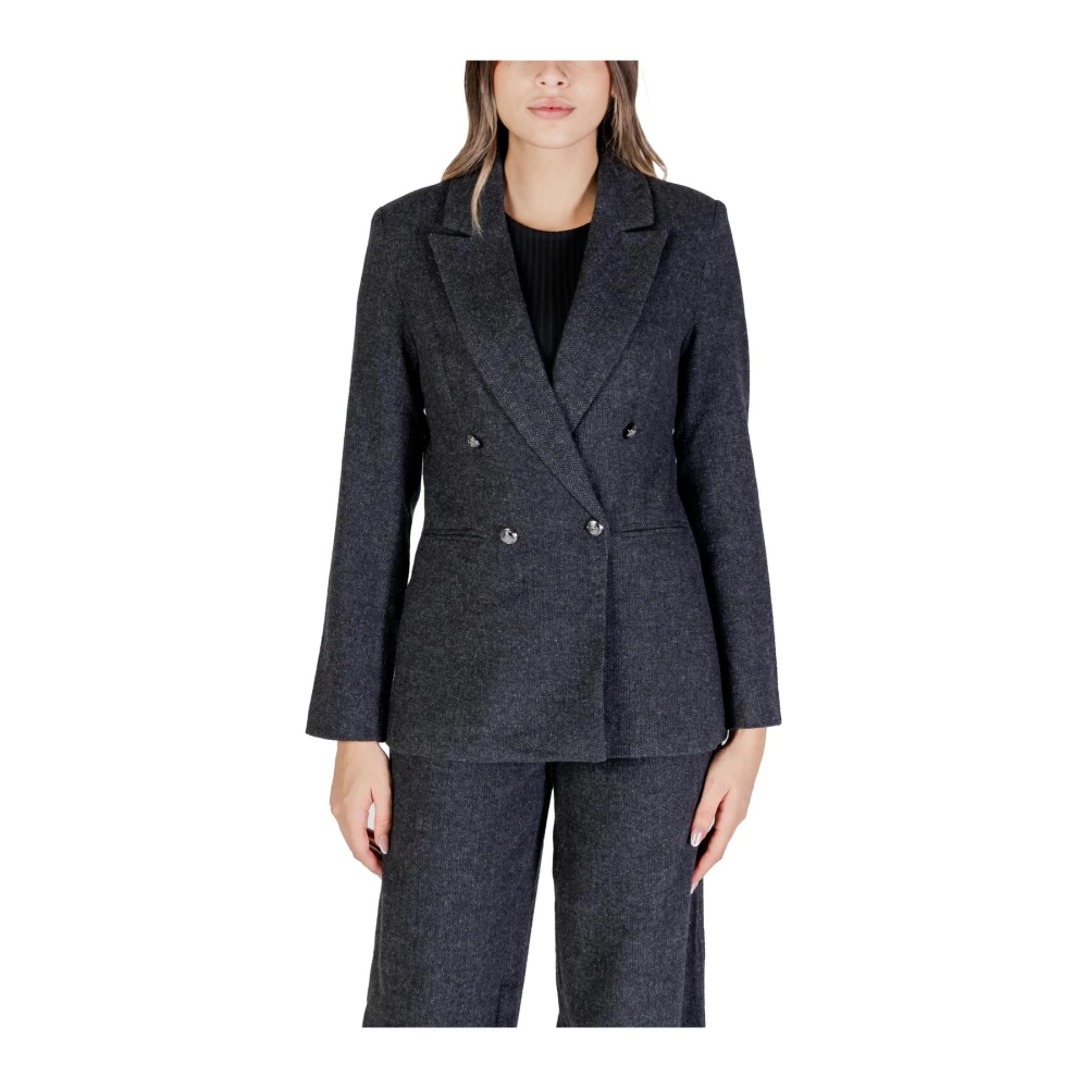 Only Women's Gray Lapel Collar Button-Up Blazer