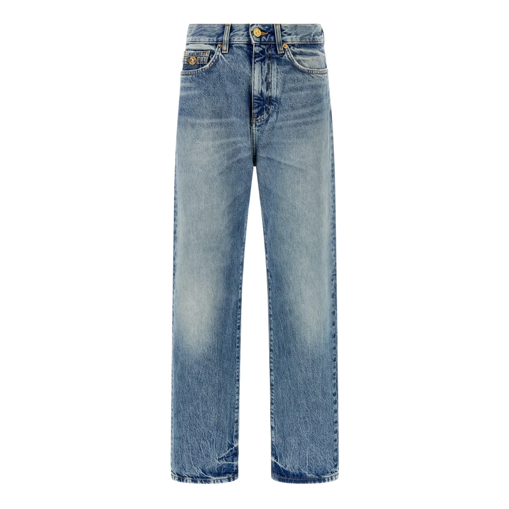 Versace Men's Blue Straight Fit Jeans, W34, Pencil Jeans
