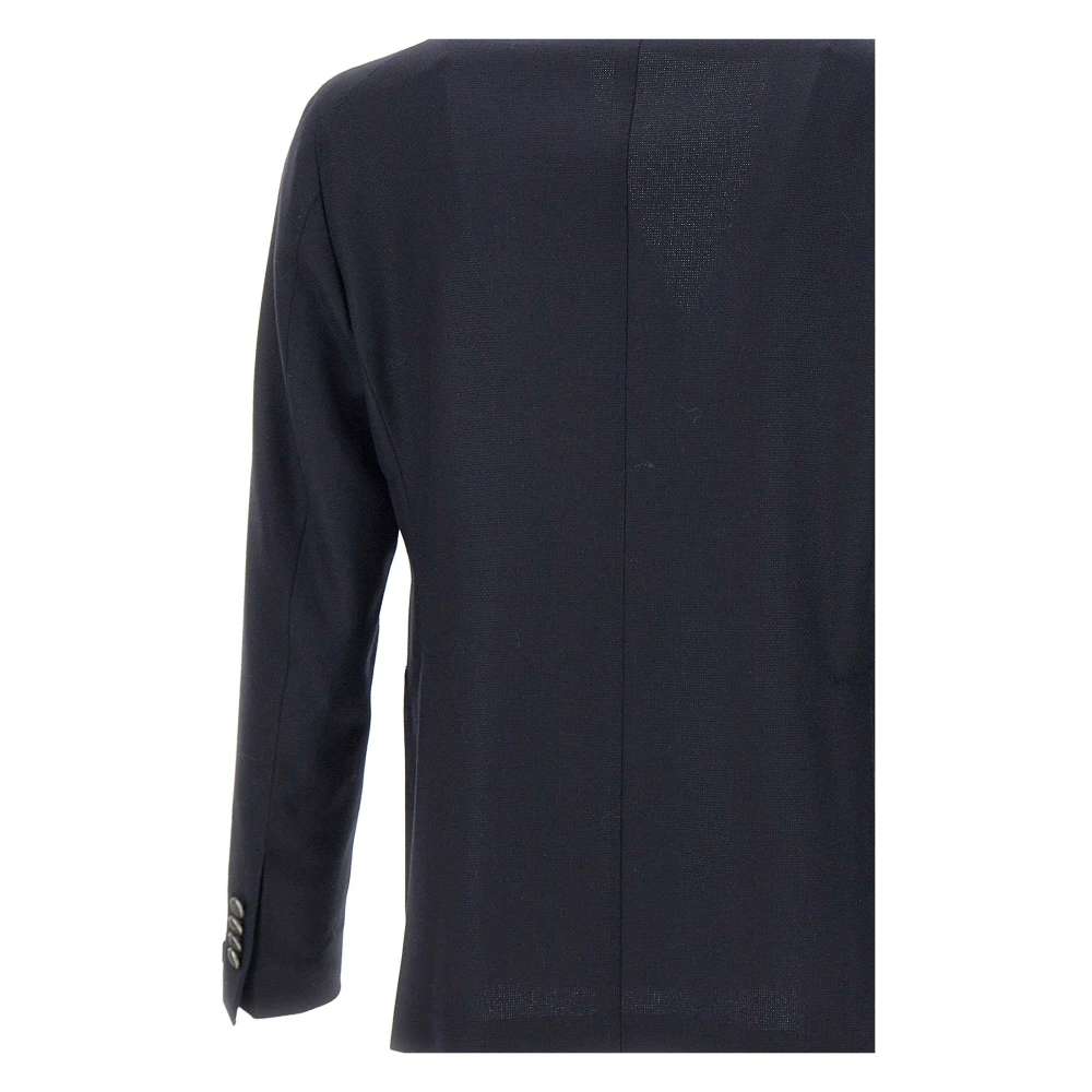 Tagliatore Blauwe Wol en Kasjmier Blazer met Piek Revers Blue Heren