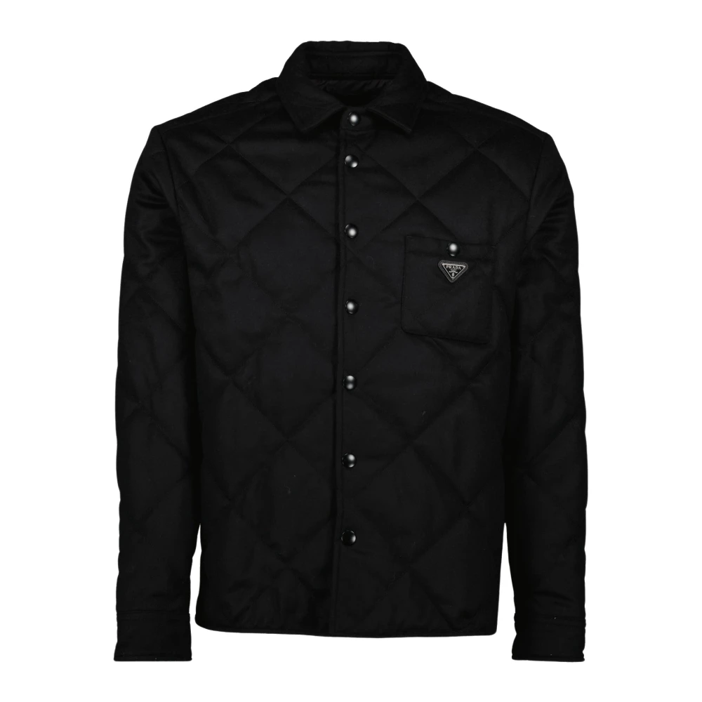 Prada Men's Black Light Jackets, M, Quilted Shirt-Jacket