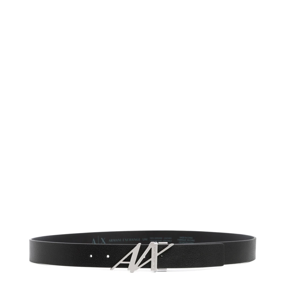 Armani Exchange Eenvoudige Gesp Riem Omkeerbaar Logo Ontwerp Black Heren