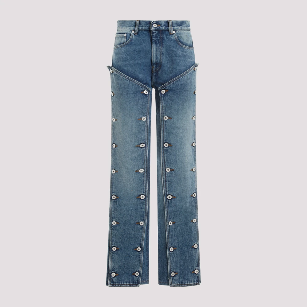 Y Project Vintage Blauwe Katoenen Snap Off Jeans Blue Dames