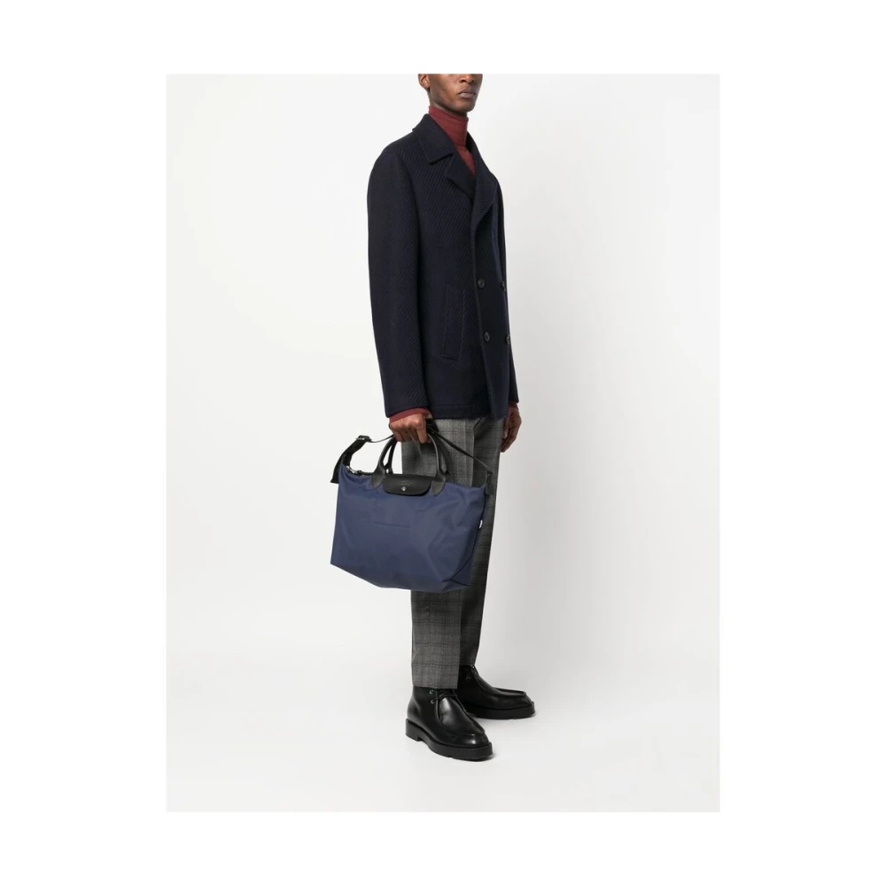 Longchamp Marineblauwe Geëmbosseerde Logo Handtas Blue Dames