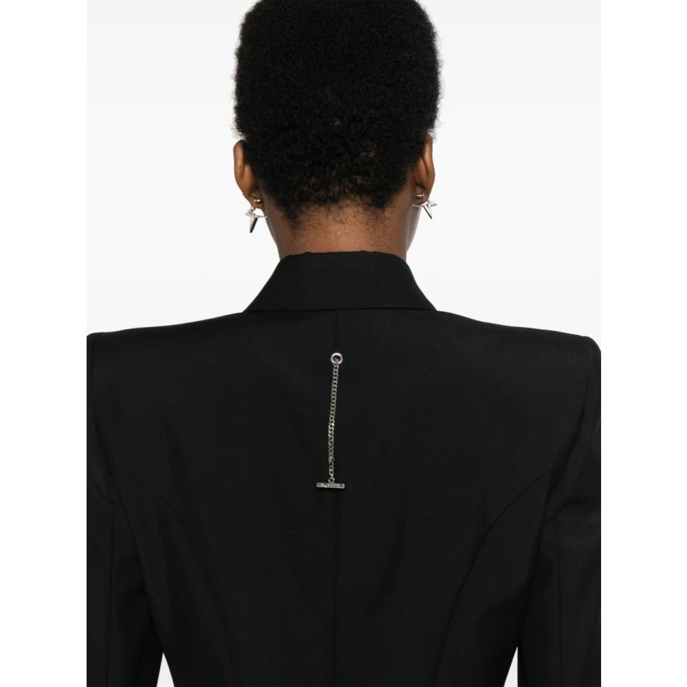 alexander mcqueen Zwarte Sweater met Peak Revers Black Dames