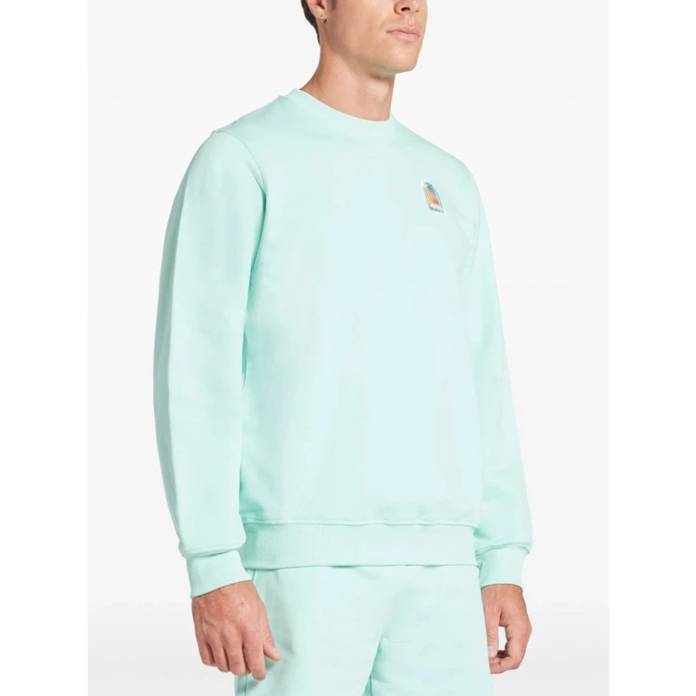 Casablanca Blauwe Katoenen Logo Patch Sweatshirt Blue Heren