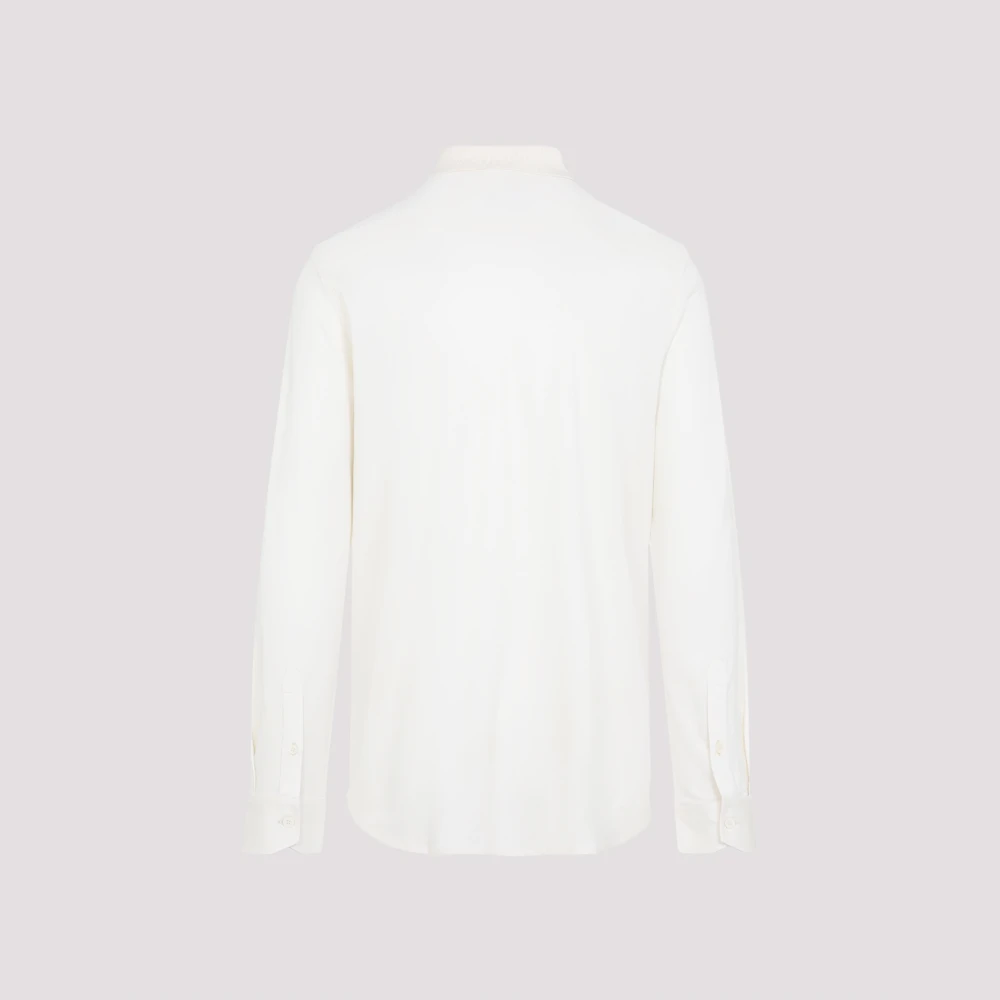 Brioni Luxe Zijden Shirt Naakt Neutrals White Heren