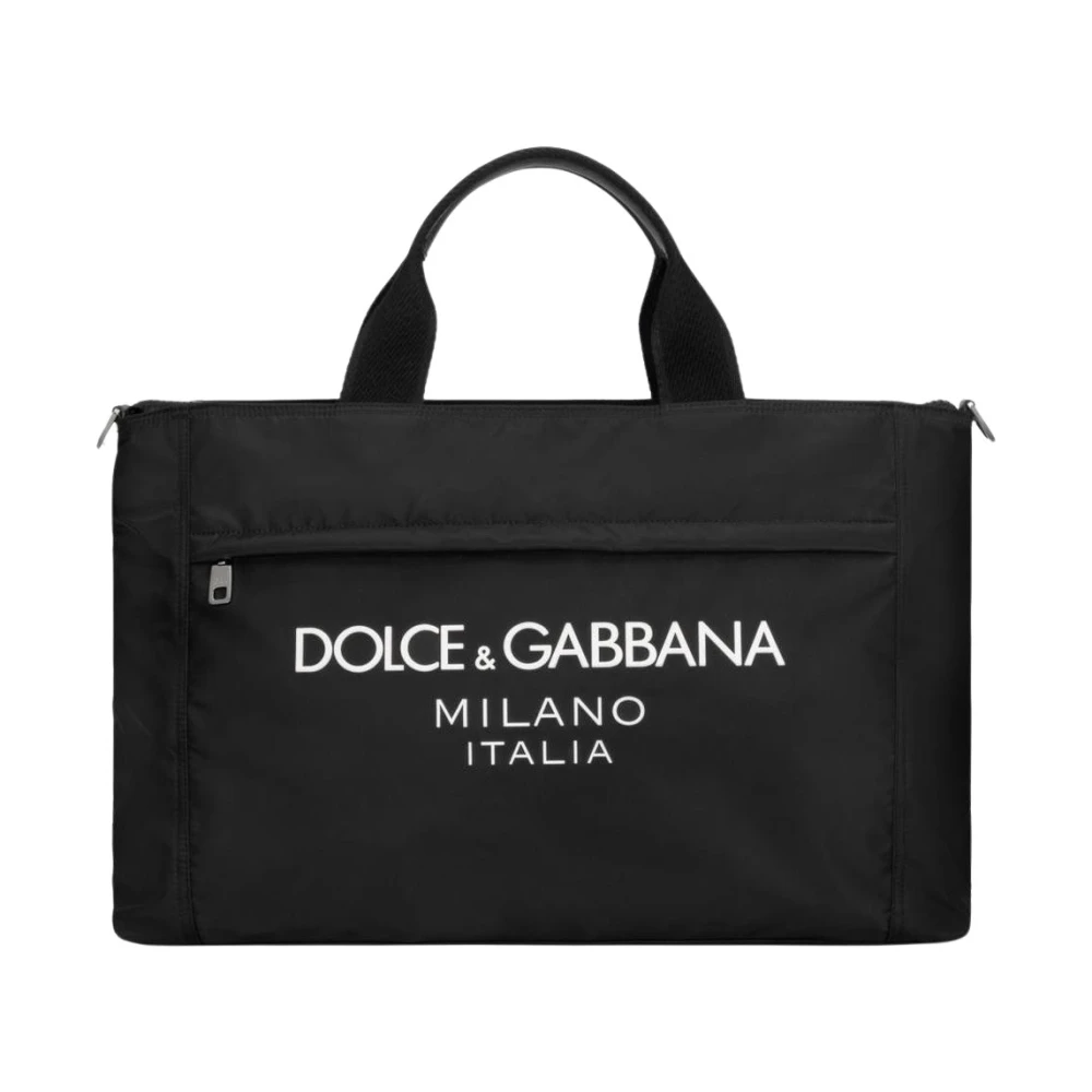 Dolce & Gabbana Men's Black Shopping Bags, One Size, Logo Tote Bag