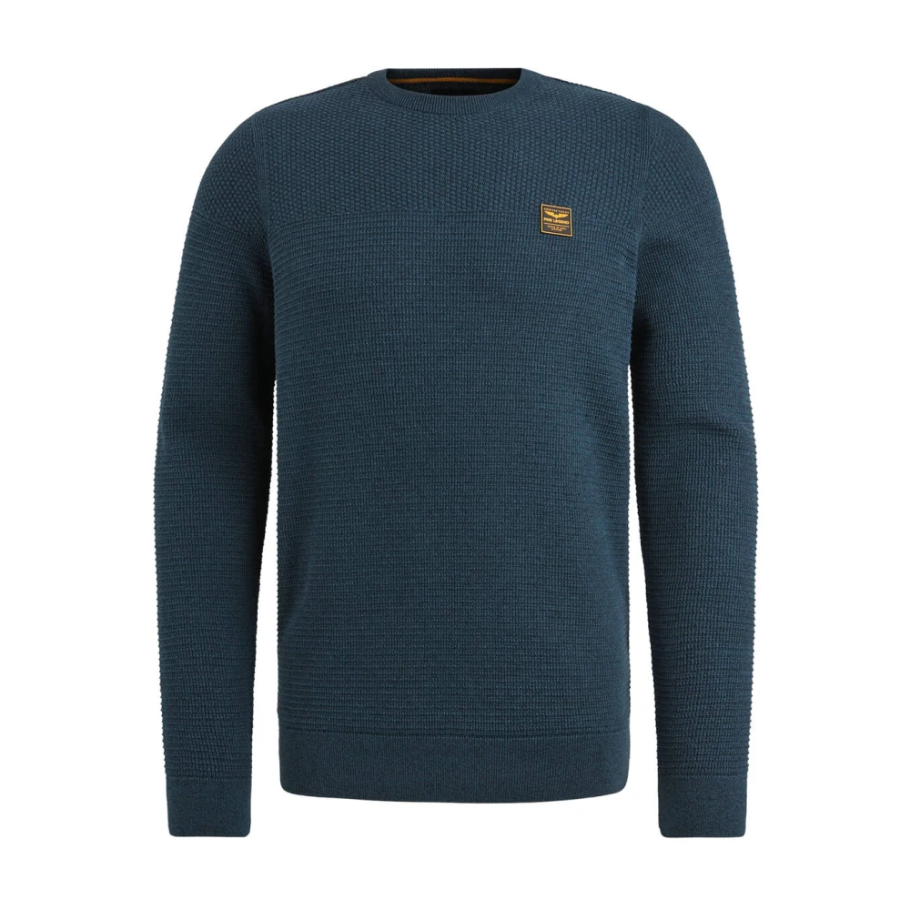 PME Legend Katoen Mouline R-Neck Pullover Blue Heren