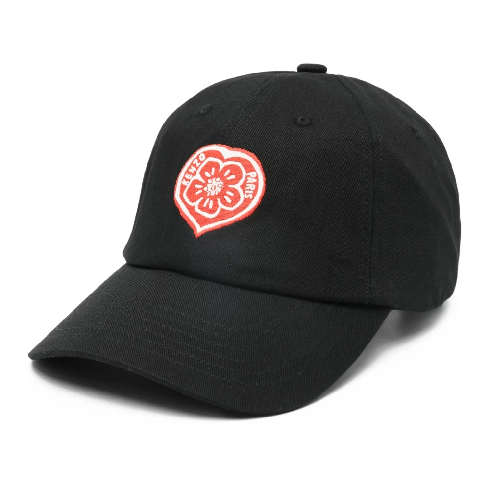 Kenzo Black Floral Logo Cap - Male - Hats & Caps - One Size - Accessories