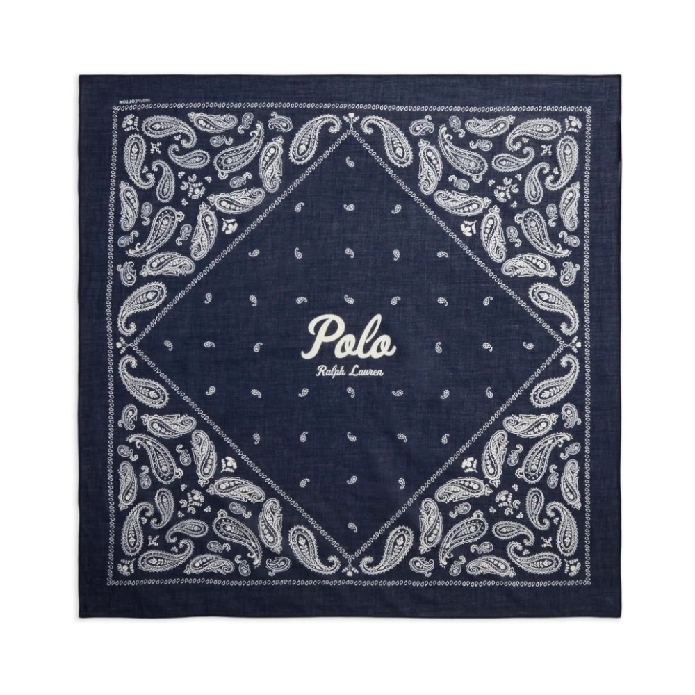Polo Ralph Lauren Women's Blue Paisley-Pattern Cotton Scarf