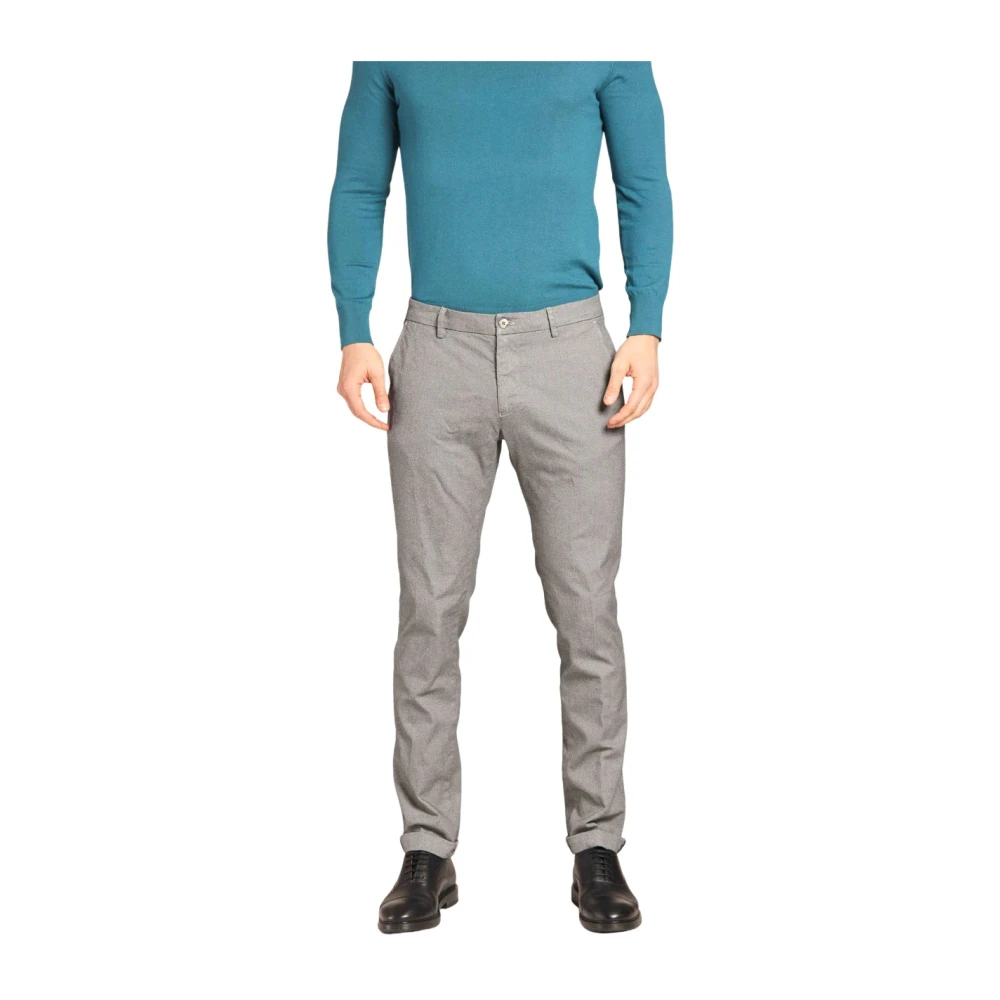 Mason's Slim Fit Grijze Chino Broek Micro Patroon Gray Heren