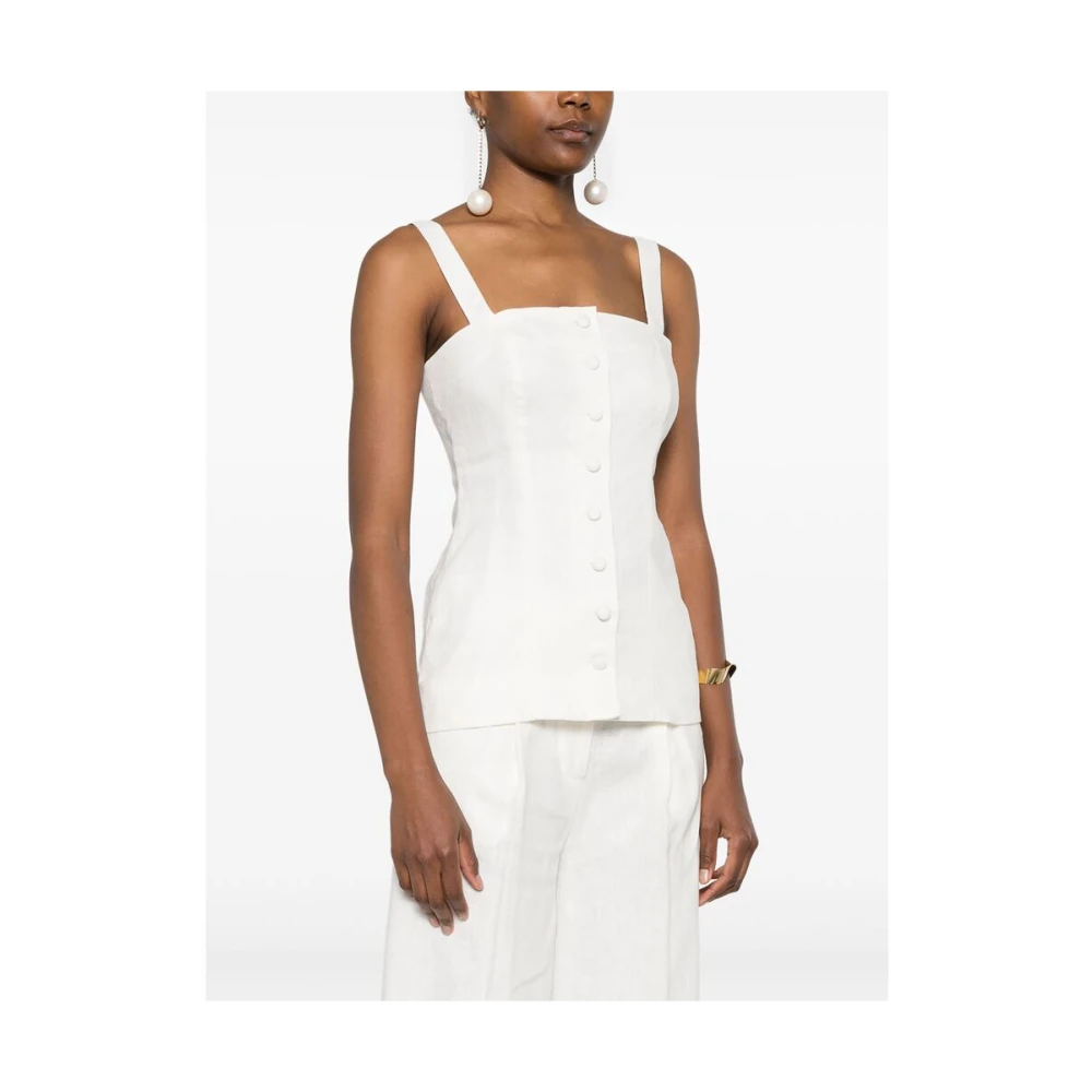 Faithfull the Brand Witte Linnen Taillevest White Dames