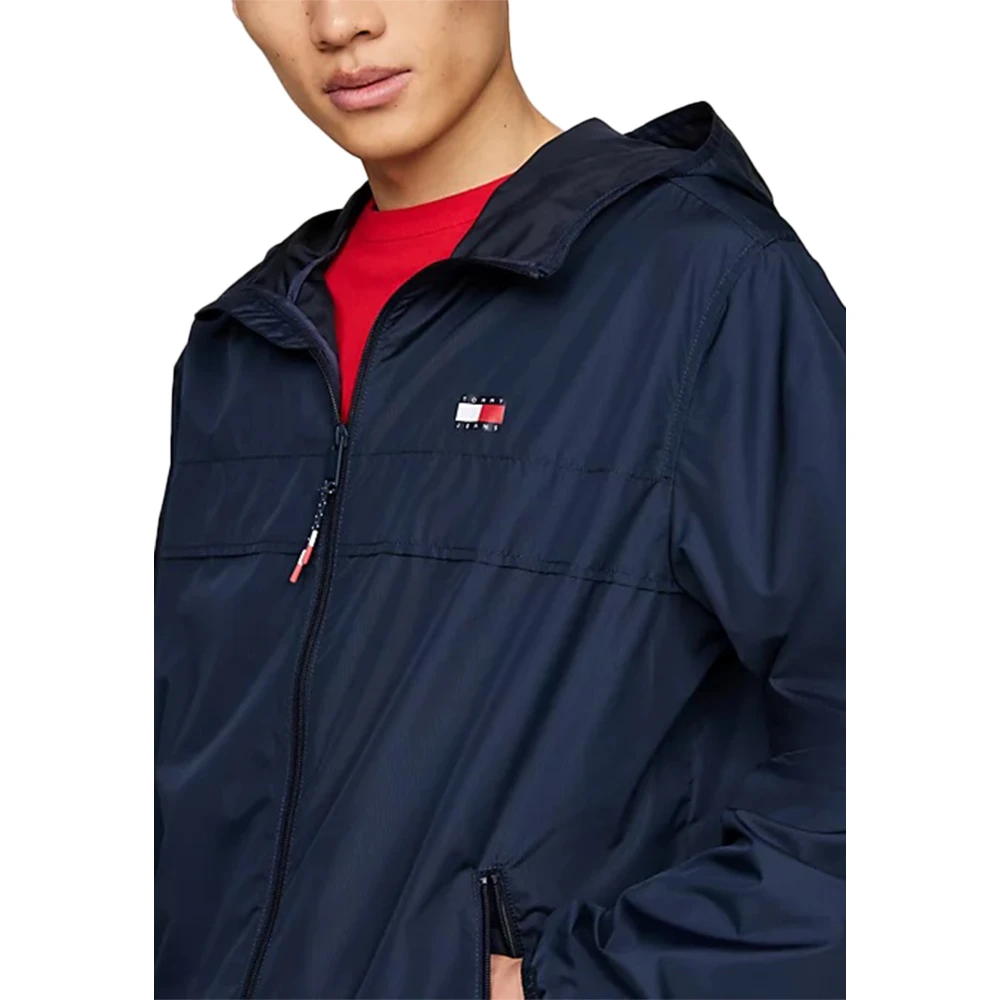 Tommy Hilfiger Blauwe Hooded Ritsjas Mannen Herfst Winter Blue Heren