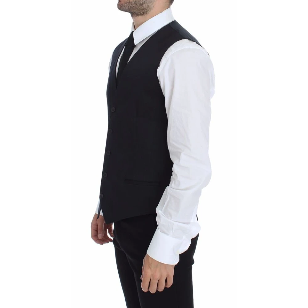 Dolce & Gabbana Blauw Katoen Stretch Jurk Vest Blue Heren