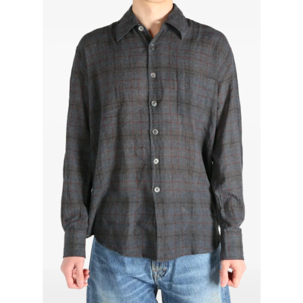 Our Legacy Geruite Bazaar Shirt Black Heren