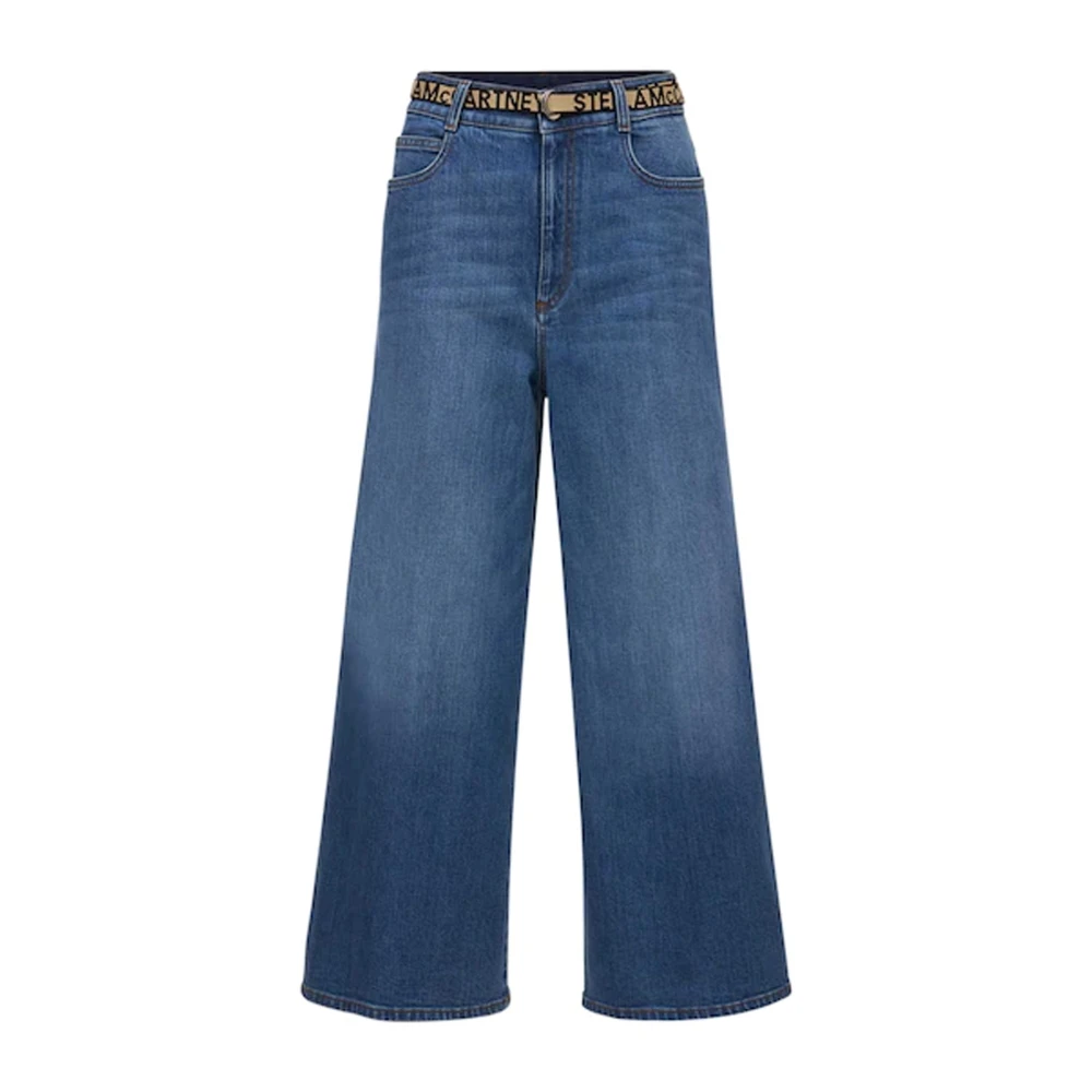 Stella Mccartney Roze Cropped Denim Jeans Ss22 Blue Dames