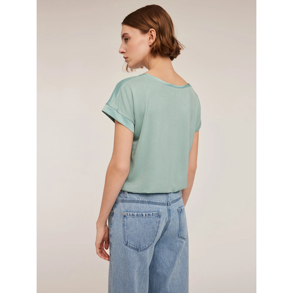 Motivi T-shirt gemaakt van twee verschillende materialen Green Dames