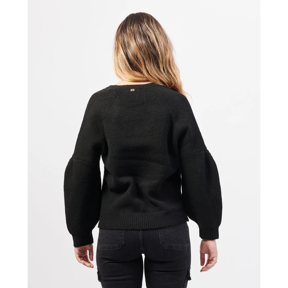 Gaudi Zwarte Geribbelde Trui Ballonmouw Black Dames